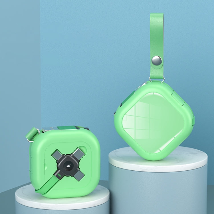 3 in 1 USB To 8 Pin + Micro USB + USB-C / Type-C Telescopic Charging Cable with Mobile Phone Holder(Green) by buy2fix