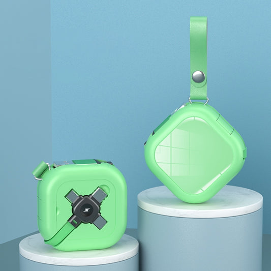 3 in 1 USB To 8 Pin + Micro USB + USB-C / Type-C Telescopic Charging Cable with Mobile Phone Holder(Green) by buy2fix