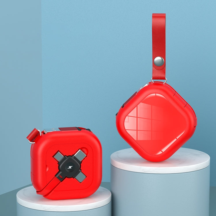 3 in 1 USB To 8 Pin + Micro USB + USB-C / Type-C Telescopic Charging Cable with Mobile Phone Holder(Red) by buy2fix