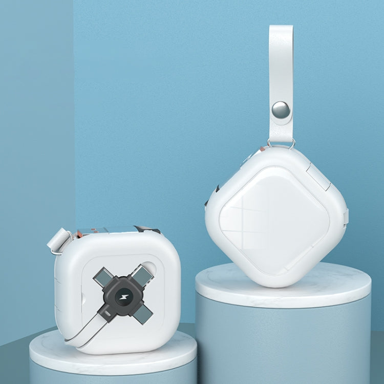 3 in 1 USB To 8 Pin + Micro USB + USB-C / Type-C Telescopic Charging Cable with Mobile Phone Holder(White) by buy2fix