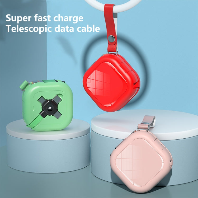 3 in 1 USB To 8 Pin + Micro USB + USB-C / Type-C Telescopic Charging Cable with Mobile Phone Holder(Black) by buy2fix