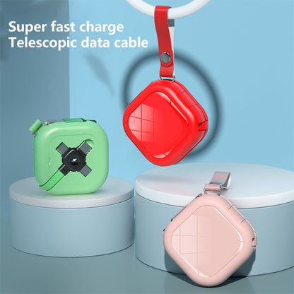 3 in 1 USB To 8 Pin + Micro USB + USB-C / Type-C Telescopic Charging Cable with Mobile Phone Holder(Pink) by buy2fix