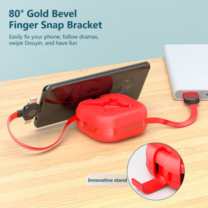 3 in 1 USB To 8 Pin + Micro USB + USB-C / Type-C Telescopic Charging Cable with Mobile Phone Holder(Red) by buy2fix