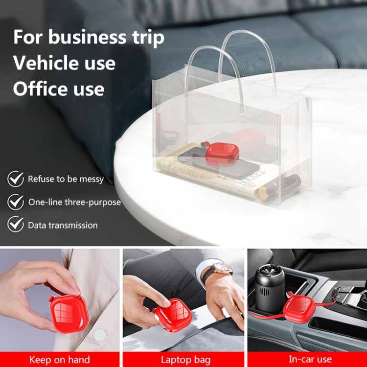 3 in 1 USB To 8 Pin + Micro USB + USB-C / Type-C Telescopic Charging Cable with Mobile Phone Holder(White) by buy2fix