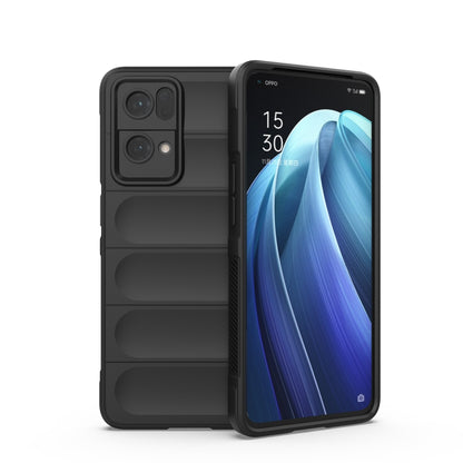 For OPPO Reno7 Pro 5G Magic Shield TPU + Flannel Phone Case(Black) by buy2fix