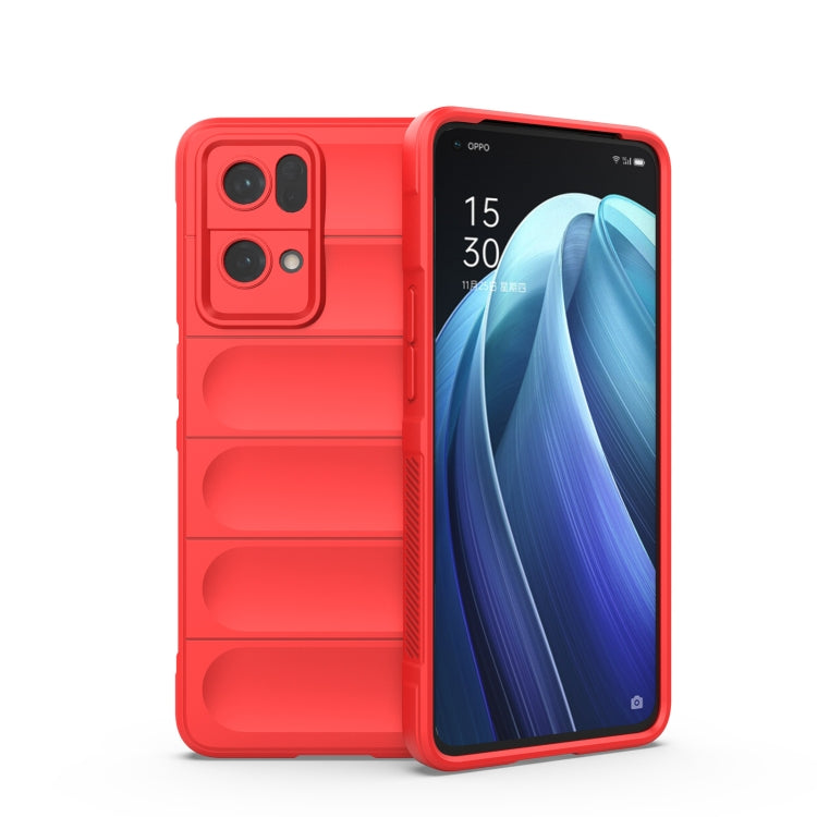 For OPPO Reno7 Pro 5G Magic Shield TPU + Flannel Phone Case(Red) by buy2fix