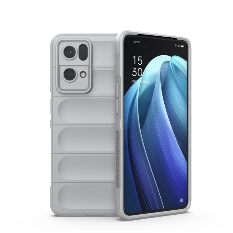 For OPPO Reno7 Pro 5G Magic Shield TPU + Flannel Phone Case(Grey) by buy2fix