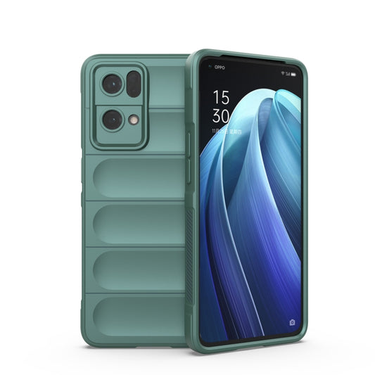 For OPPO Reno7 Pro 5G Magic Shield TPU + Flannel Phone Case(Dark Green) by buy2fix