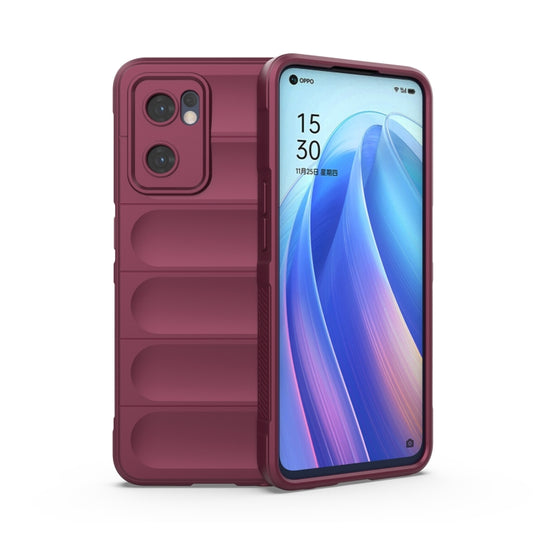 For OPPO Reno7 5G Global / Find X5 Lite Magic Shield TPU + Flannel Phone Case(Wine Red) by buy2fix