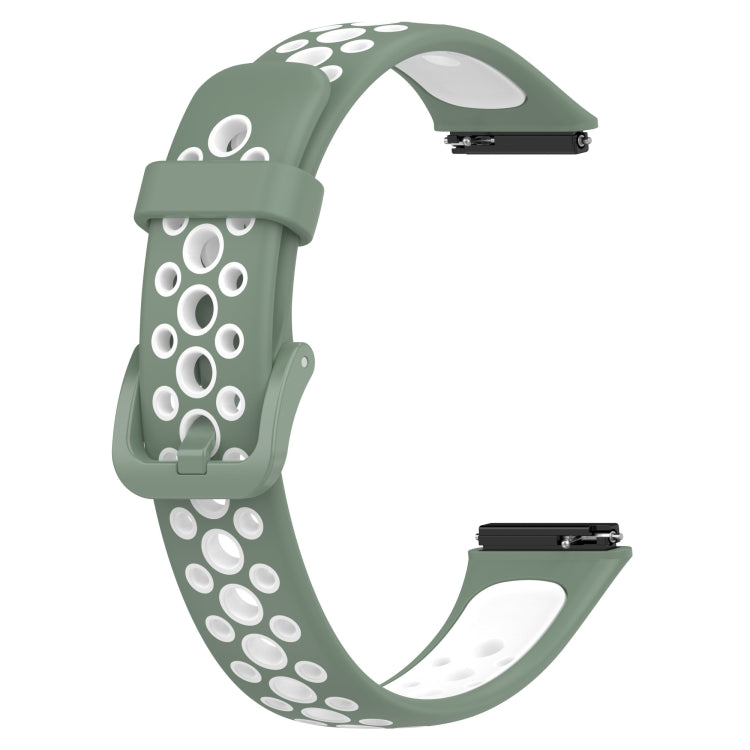 For Huawei Band 7 / 7 NFC Two-color Breathable Silicone Watch Band(Light Green+White) by buy2fix