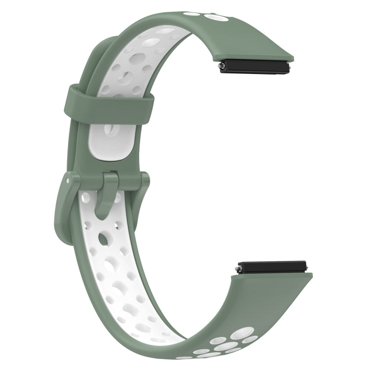 For Huawei Band 7 / 7 NFC Two-color Breathable Silicone Watch Band(Light Green+White) by buy2fix