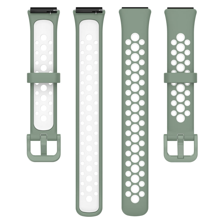 For Huawei Band 7 / 7 NFC Two-color Breathable Silicone Watch Band(Light Green+White) by buy2fix