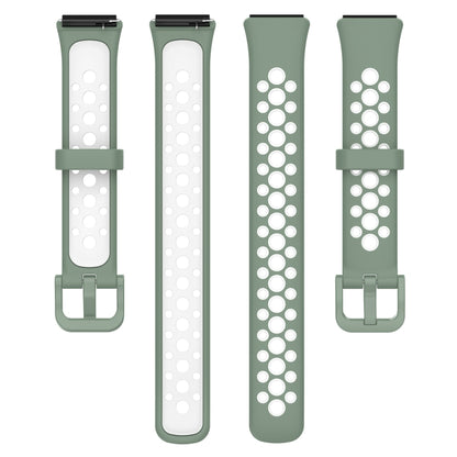 For Huawei Band 7 / 7 NFC Two-color Breathable Silicone Watch Band(Light Green+White) by buy2fix