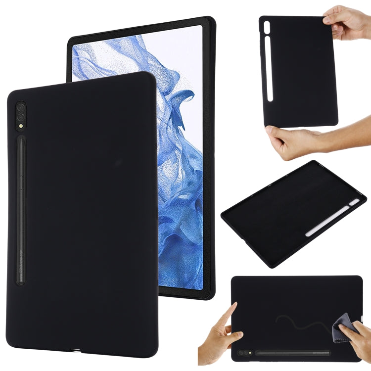 For Samsung Galaxy Tab S8 Ultra Pure Color Liquid Silicone Shockproof Tablet Case(Black) - Galaxy Tab S8 Ultra Cases by buy2fix | Online Shopping UK | buy2fix