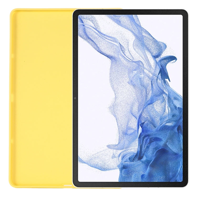 For Samsung Galaxy Tab S8 Ultra Pure Color Liquid Silicone Shockproof Tablet Case(Yellow) by buy2fix