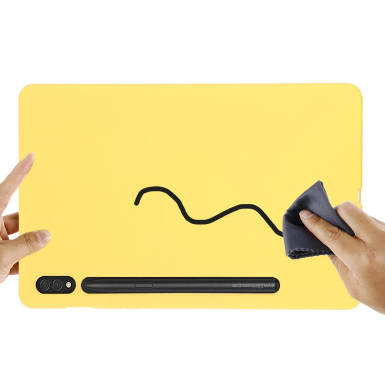 For Samsung Galaxy Tab S8 Ultra Pure Color Liquid Silicone Shockproof Tablet Case(Yellow) by buy2fix