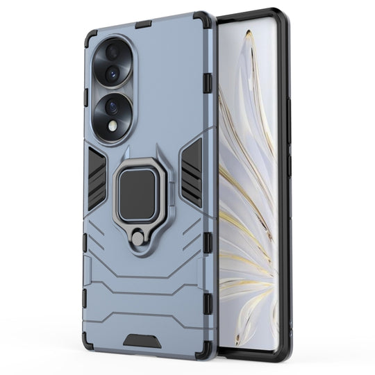 For Honor 70 5G Shockproof PC + TPU Phone Case with Magnetic Ring Holder(Navy Blue)
