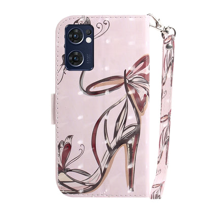For OPPO Reno7 5G Foreign / Find X5 Lite 3D Colored Horizontal Flip Leather Phone Case(Butterfly High-heeled) by buy2fix
