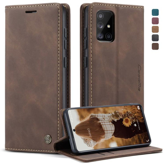 For Galaxy A71 CaseMe Multifunctional Horizontal Flip Leather Case, with Card Slot & Holder & Wallet(Coffee)