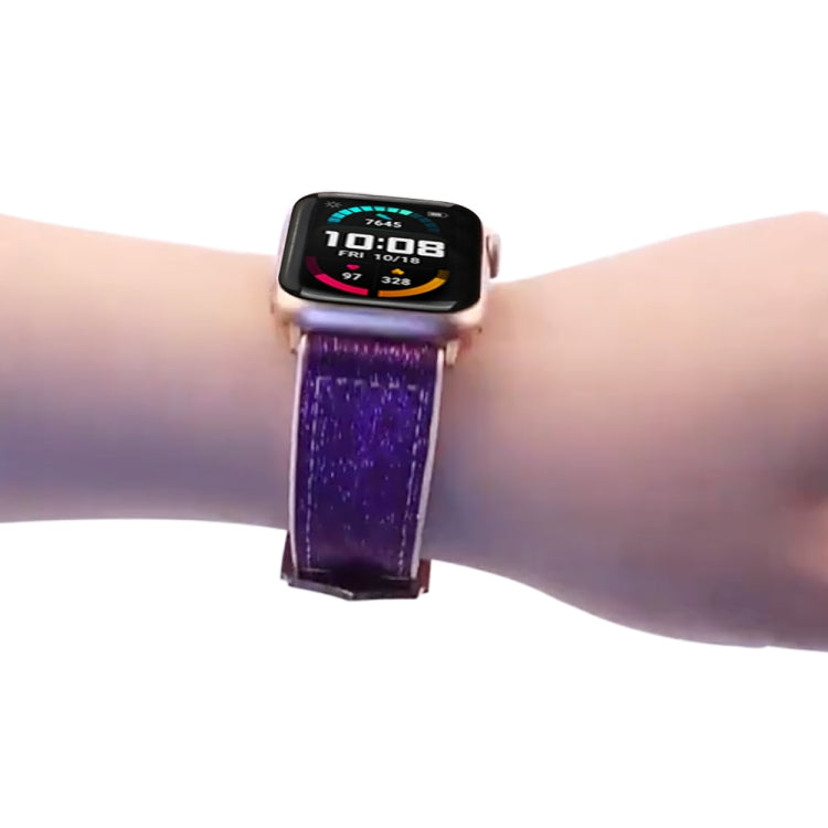 Glitter Starry Sky Watch Band For Apple Watch Ultra 49mm&Watch Ultra 2 49mm / Series 9&8&7 45mm / SE 3&SE 2&6&SE&5&4 44mm / 3&2&1 42mm(Dark Purple) by buy2fix