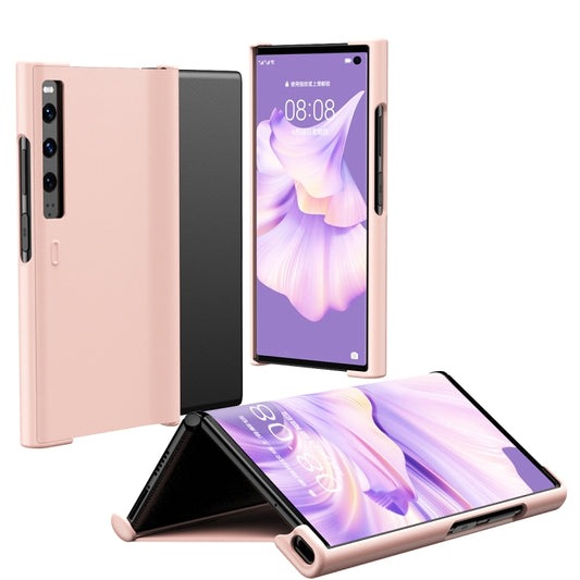 For Huawei Mate Xs 2 Leather Shockproof Phone Case With Holder(Pink) - Huawei Cases by buy2fix | Online Shopping UK | buy2fix