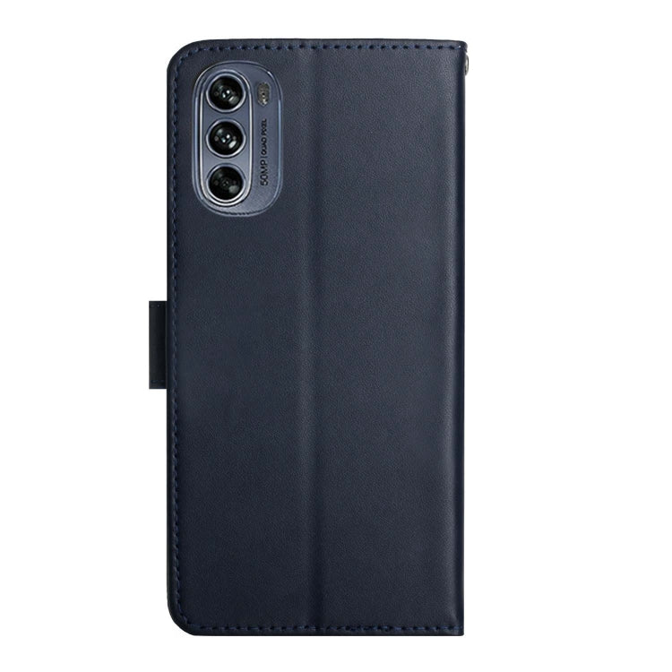 For Motorola Moto G62 5G Genuine Leather Fingerprint-proof Horizontal Flip Phone Case(Blue) - Motorola Cases by buy2fix | Online Shopping UK | buy2fix