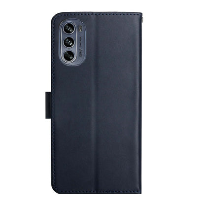 For Motorola Moto G62 5G Genuine Leather Fingerprint-proof Horizontal Flip Phone Case(Blue) - Motorola Cases by buy2fix | Online Shopping UK | buy2fix