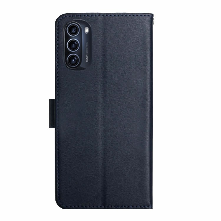 For Motorola Moto G52J 5G Genuine Leather Fingerprint-proof Horizontal Flip Phone Case(Blue) - Motorola Cases by buy2fix | Online Shopping UK | buy2fix