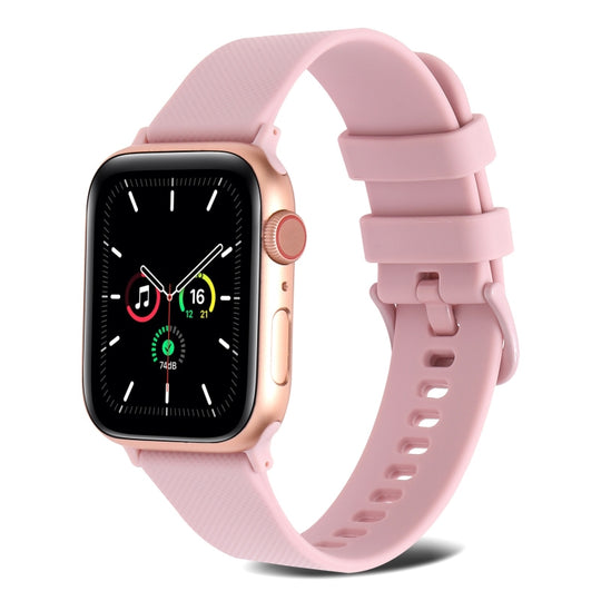 Plain Weave Silicone Watch Band For Apple Watch Series 9&8&7 41mm / SE 3&SE 2&6&SE&5&4 40mm / 3&2&1 38mm(Pink)