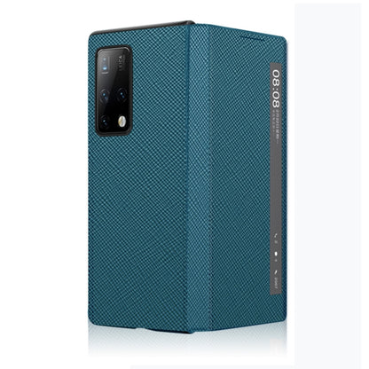 For Huawei Mate X2 Cross Texture Horizontal Flip Leather Phone Case with Smart Touch Call Display ID(Light Blue) - Huawei Cases by buy2fix | Online Shopping UK | buy2fix