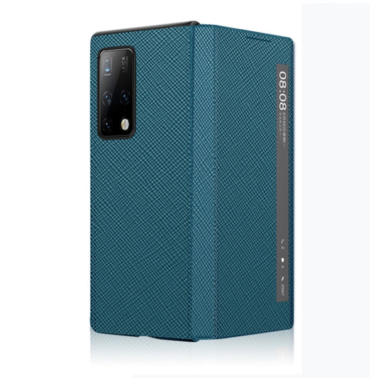 For Huawei Mate X2 Cross Texture Horizontal Flip Leather Phone Case with Smart Touch Call Display ID(Light Blue) - Huawei Cases by buy2fix | Online Shopping UK | buy2fix