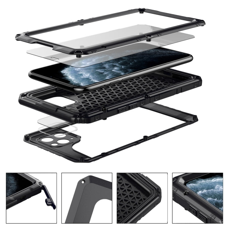 For iPhone 11 Pro Dustproof Shockproof Waterproof Silicone + Metal Protective Case(Black) - iPhone 11 Pro Cases by buy2fix | Online Shopping UK | buy2fix