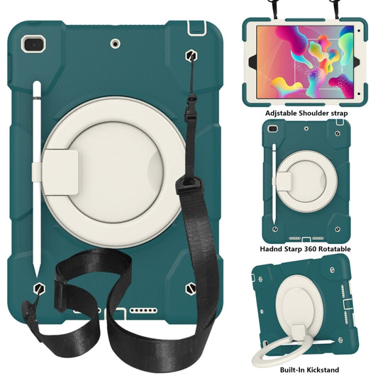 For iPad 10.2 2019/10.2 2020/10.2 2021 Silicone + PC Full Body Protection Tablet Case With Holder & Strap(Dark Green) - iPad 10.2 Cases by buy2fix | Online Shopping UK | buy2fix