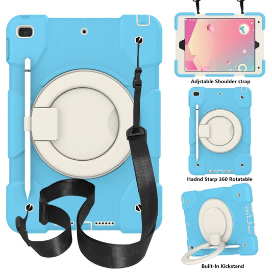 For iPad 10.2 2019/10.2 2020/10.2 2021 Silicone + PC Full Body Protection Tablet Case With Holder & Strap(Sky Blue) - iPad 10.2 Cases by buy2fix | Online Shopping UK | buy2fix