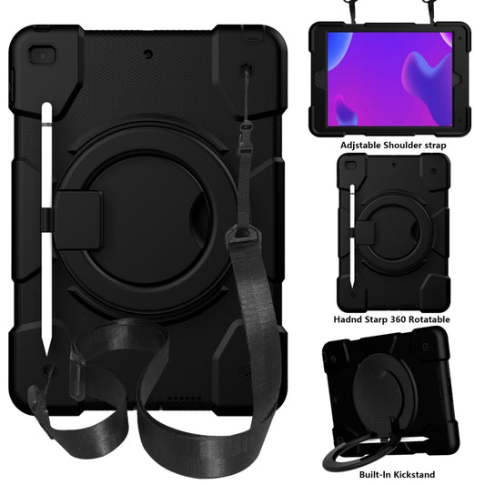 For iPad 10.2 2019/10.2 2020/10.2 2021 Silicone + PC Full Body Protection Tablet Case With Holder & Strap(Black) - iPad 10.2 Cases by buy2fix | Online Shopping UK | buy2fix