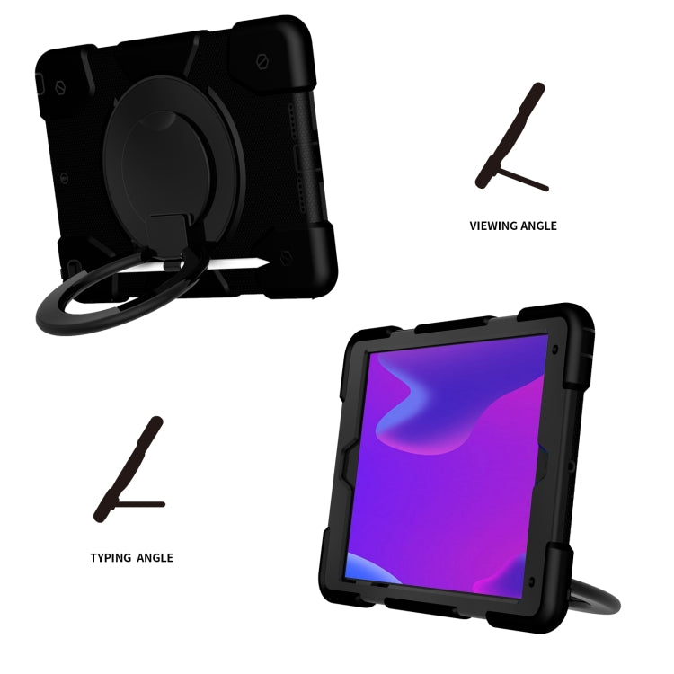 For iPad 10.2 2019/10.2 2020/10.2 2021 Silicone + PC Full Body Protection Tablet Case With Holder & Strap(Black) - iPad 10.2 Cases by buy2fix | Online Shopping UK | buy2fix