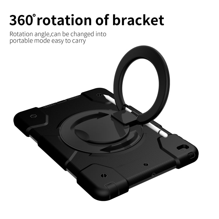 For iPad 10.2 2019/10.2 2020/10.2 2021 Silicone + PC Full Body Protection Tablet Case With Holder & Strap(Black) - iPad 10.2 Cases by buy2fix | Online Shopping UK | buy2fix