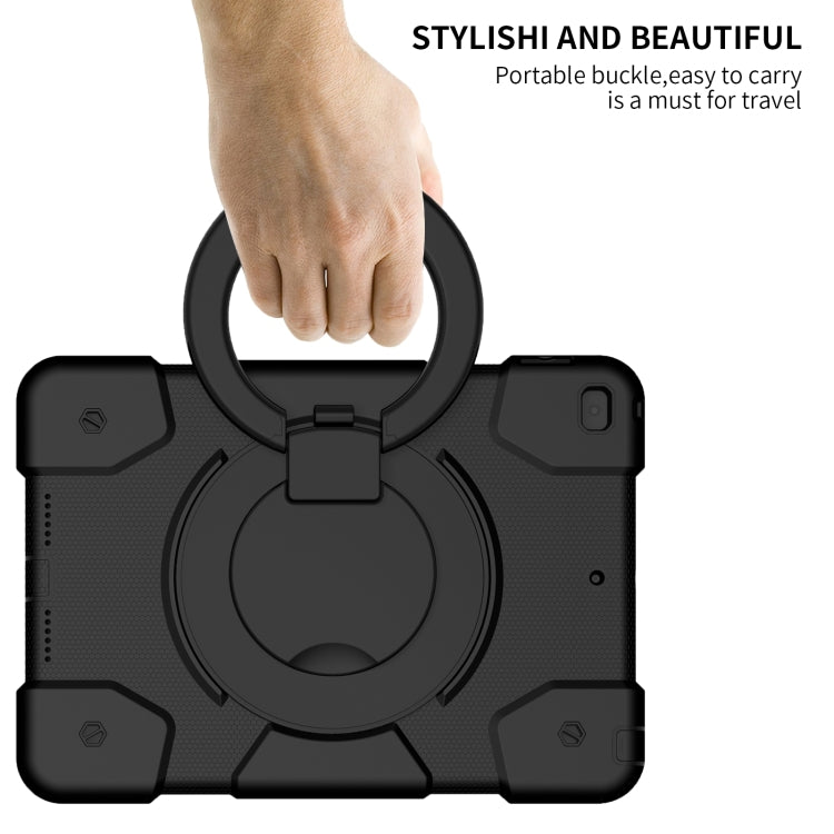 For iPad 10.2 2019/10.2 2020/10.2 2021 Silicone + PC Full Body Protection Tablet Case With Holder & Strap(Black) - iPad 10.2 Cases by buy2fix | Online Shopping UK | buy2fix