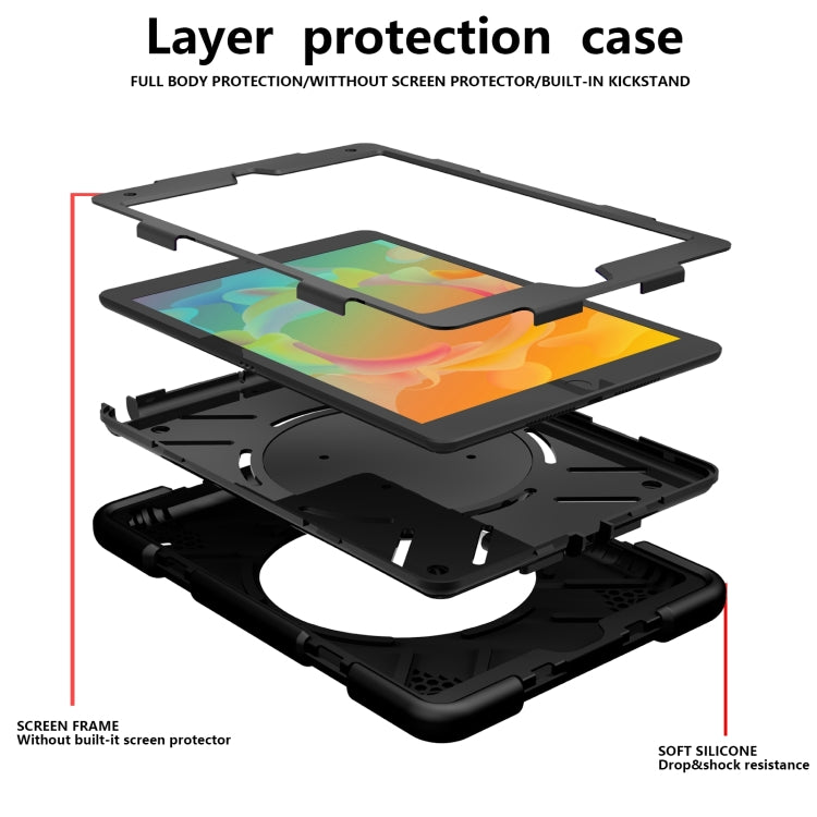 For iPad 10.2 2019/10.2 2020/10.2 2021 Silicone + PC Full Body Protection Tablet Case With Holder & Strap(Black) - iPad 10.2 Cases by buy2fix | Online Shopping UK | buy2fix