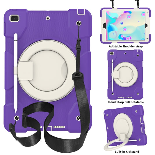 For iPad 10.2 2019/10.2 2020/10.2 2021 Silicone + PC Full Body Protection Tablet Case With Holder & Strap(Dark Purple) - iPad 10.2 Cases by buy2fix | Online Shopping UK | buy2fix