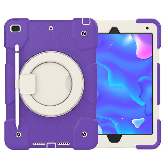 For iPad 10.2 2019/10.2 2020/10.2 2021 Silicone + PC Full Body Protection Tablet Case With Holder & Strap(Dark Purple) - iPad 10.2 Cases by buy2fix | Online Shopping UK | buy2fix