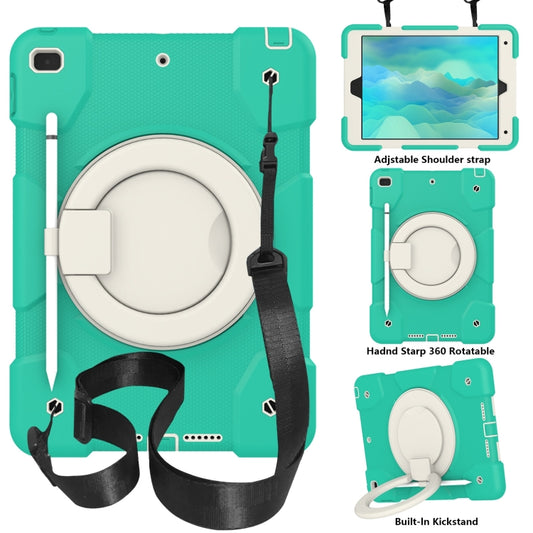 For iPad 10.2 2019/10.2 2020/10.2 2021 Silicone + PC Full Body Protection Tablet Case With Holder & Strap(Mint Green) - iPad 10.2 Cases by buy2fix | Online Shopping UK | buy2fix
