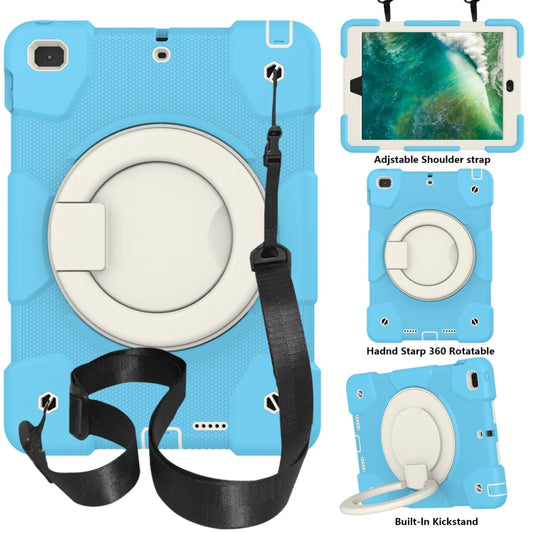 For iPad 9.7 2018 Silicone + PC Full Body Protection Tablet Case With Holder & Strap(Sky Blue) - iPad 9.7 (2018) & (2017) Cases by buy2fix | Online Shopping UK | buy2fix
