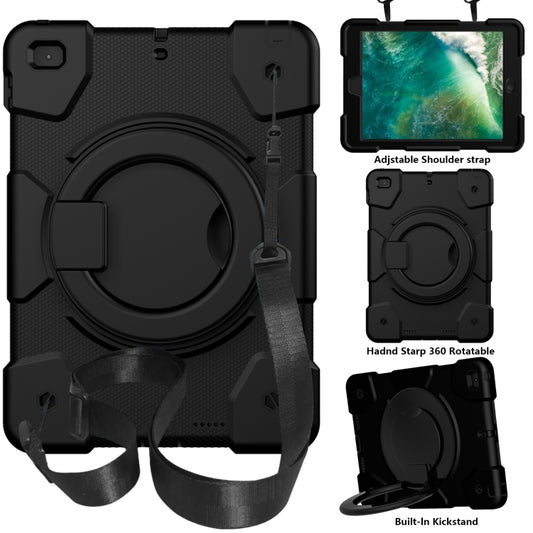 For iPad 9.7 2018 Silicone + PC Full Body Protection Tablet Case With Holder & Strap(Black) - iPad 9.7 (2018) & (2017) Cases by buy2fix | Online Shopping UK | buy2fix