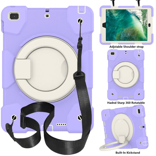 For iPad 9.7 2018 Silicone + PC Full Body Protection Tablet Case With Holder & Strap(Purple) - iPad 9.7 (2018) & (2017) Cases by buy2fix | Online Shopping UK | buy2fix