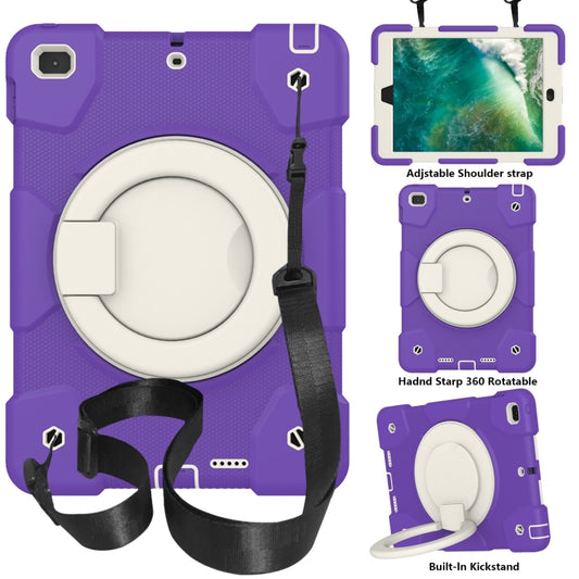For iPad 9.7 2018 Silicone + PC Full Body Protection Tablet Case With Holder & Strap(Dark Purple) - iPad 9.7 (2018) & (2017) Cases by buy2fix | Online Shopping UK | buy2fix