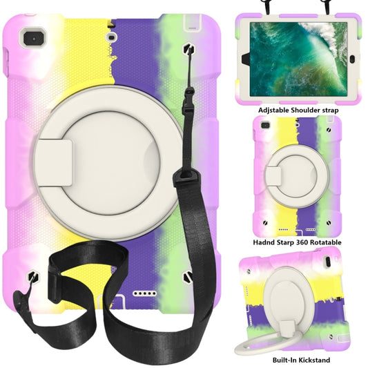 For iPad 9.7 2018 Silicone + PC Full Body Protection Tablet Case With Holder & Strap(Colorful Purple) - iPad 9.7 (2018) & (2017) Cases by buy2fix | Online Shopping UK | buy2fix