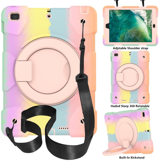 For iPad 9.7 2018 Silicone + PC Full Body Protection Tablet Case With Holder & Strap(Colorful Rose Gold) - iPad 9.7 (2018) & (2017) Cases by buy2fix | Online Shopping UK | buy2fix