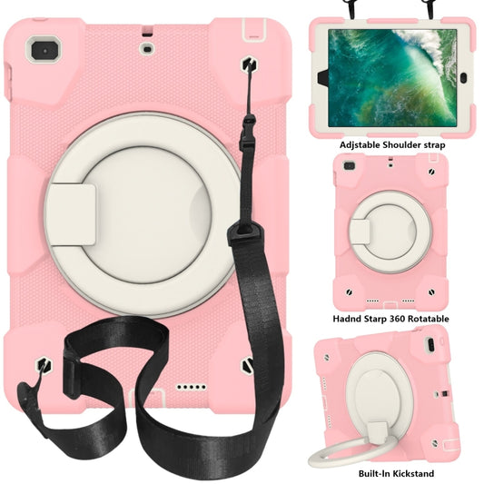 For iPad 9.7 2018 Silicone + PC Full Body Protection Tablet Case With Holder & Strap(Pink) - iPad 9.7 (2018) & (2017) Cases by buy2fix | Online Shopping UK | buy2fix