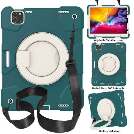 For iPad Pro 11 2020/Pro 11 2018/Air 2020/Air 2022 Silicone + PC Full Body Protection Tablet Case With Holder & Strap(Dark Green) - iPad Air (2022) / (2020) 10.9 Cases by buy2fix | Online Shopping UK | buy2fix